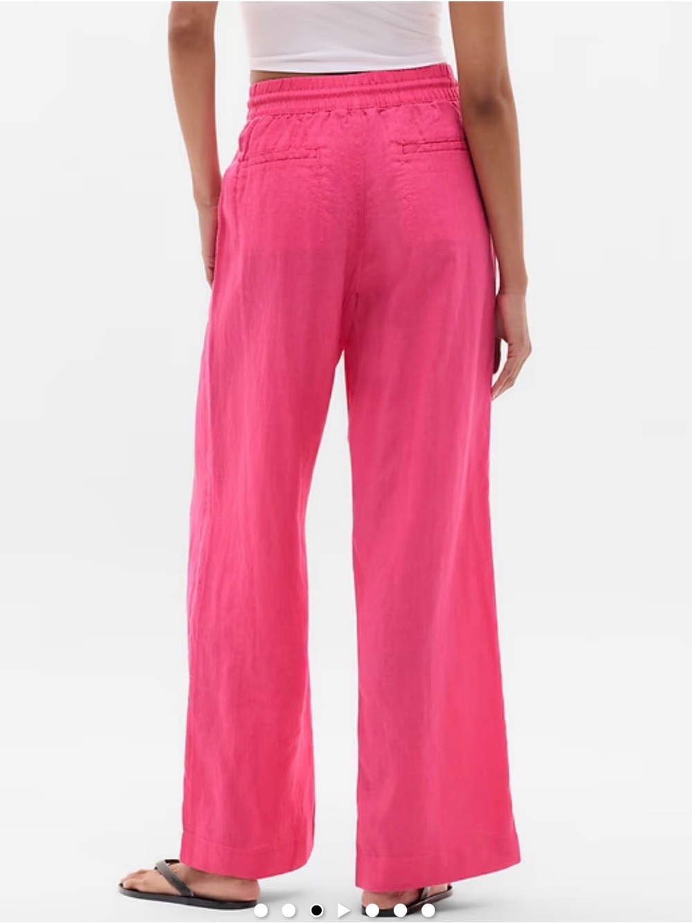 Wide-Leg Pink Linen high rise Pants